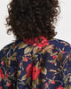 MODEL WEARING REL ROSE PRINT COT SILK SHIRT