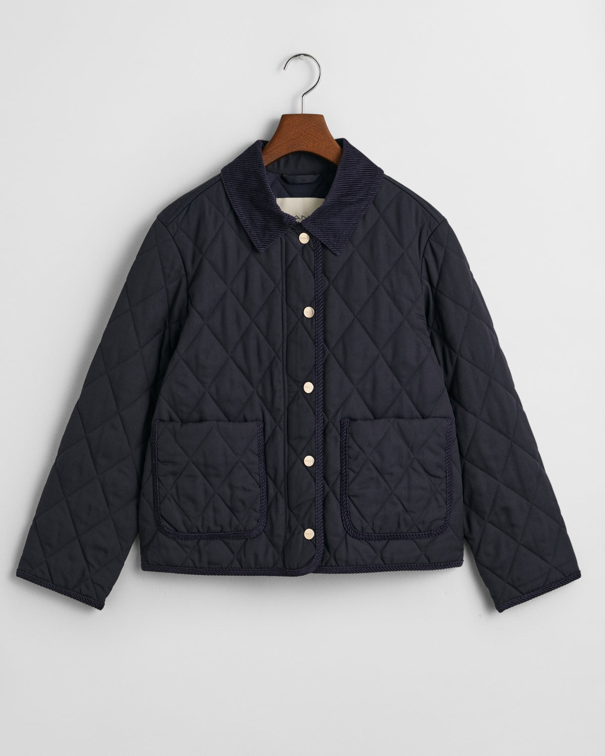 EVENING BLUE, QUILTED CORD DETAILED JACKET, FLAT-LAY BY GANT AU.