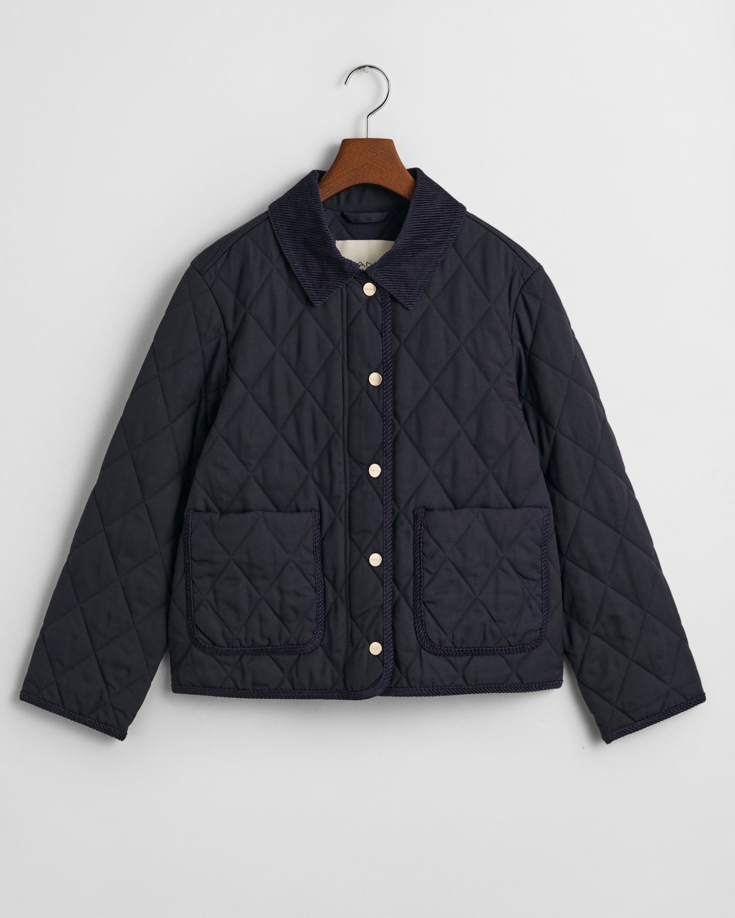 EVENING BLUE, QUILTED CORD DETAILED JACKET, FLAT-LAY BY GANT AU.