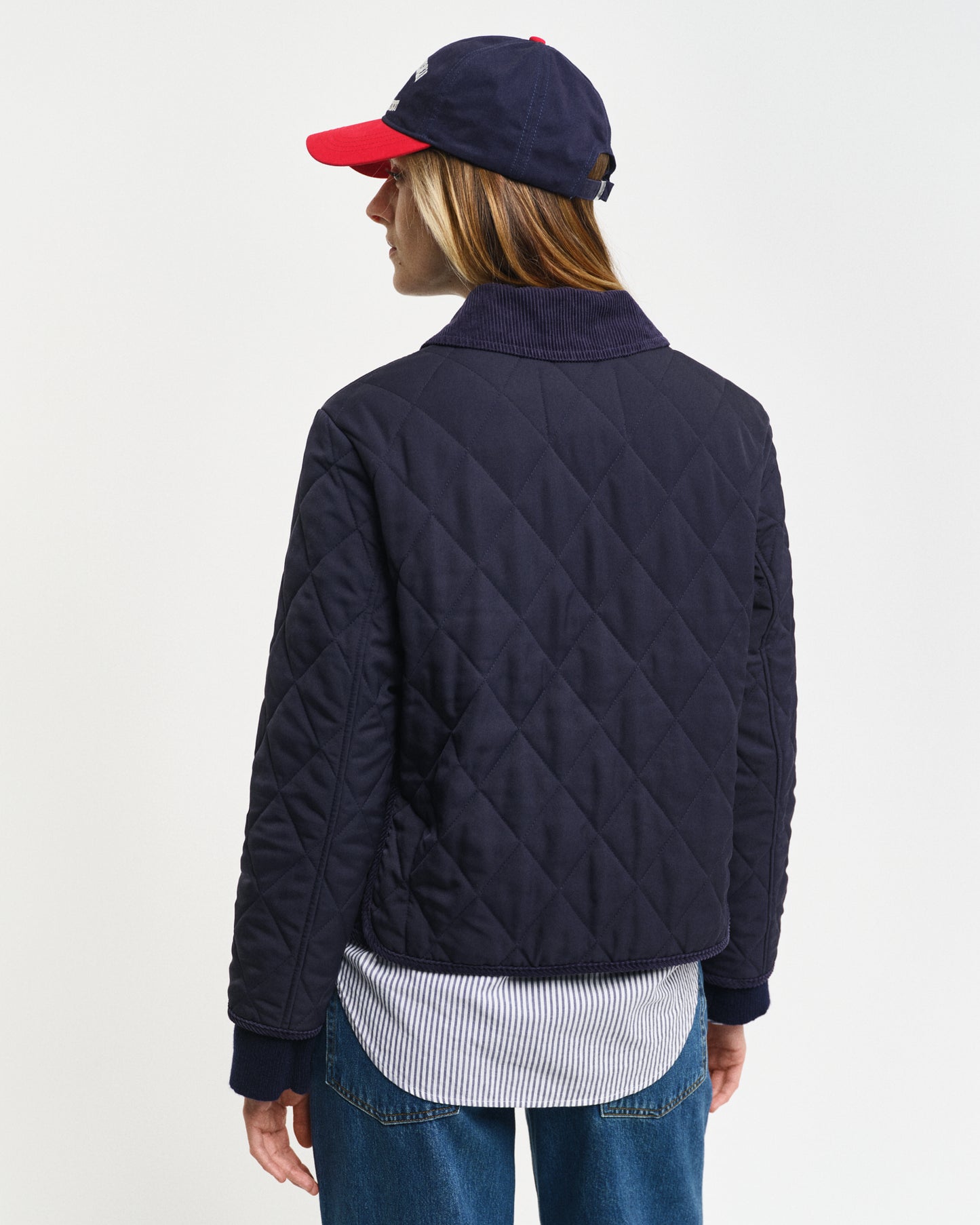 EVENING BLUE, QUILTED CORD DETAILED JACKET, BACK-VIEW BY GANT AU.