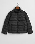 BLACK, LIGHT DOWN LOGO JACKET, FLAT-LAY BY GANT AU.