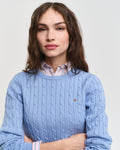 CLEAR SKY, STRETCH COTTON CABLE C-NECK, CLOSE-UP BY GANT AU.