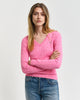 CANDY PINK, STRETCH COTTON CABLE V-NECK, FRONT-VIEW BY GANT AU.