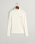EGGSHELL, STRETCH COTTON CABLE TURTLENECK, FLAT-LAY BY GANT AU.