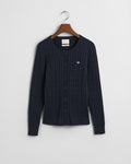 EVENING BLUE, STRETCH COTTON CABLE CARDIGAN, FLAT-LAY BY GANT AU.