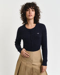 EVENING BLUE, STRETCH COTTON CABLE CARDIGAN, FRONT-VIEW BY GANT AU.
