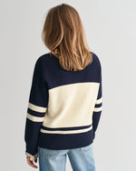 EVENING BLUE, GANT VARSITY COTTON V-NECK, BACK-VIEW BY GANT AU.