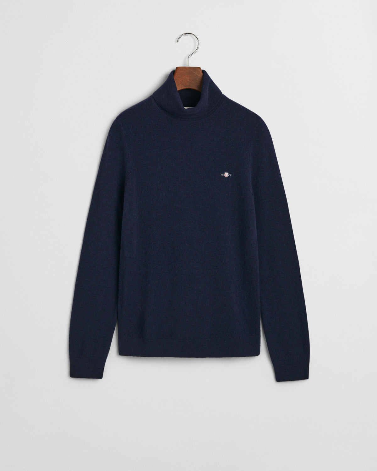 EVENING BLUE, EXTRAFINE LAMBSWOOL BLEND ROLLNECK, FLAT-LAY BY GANT AU.