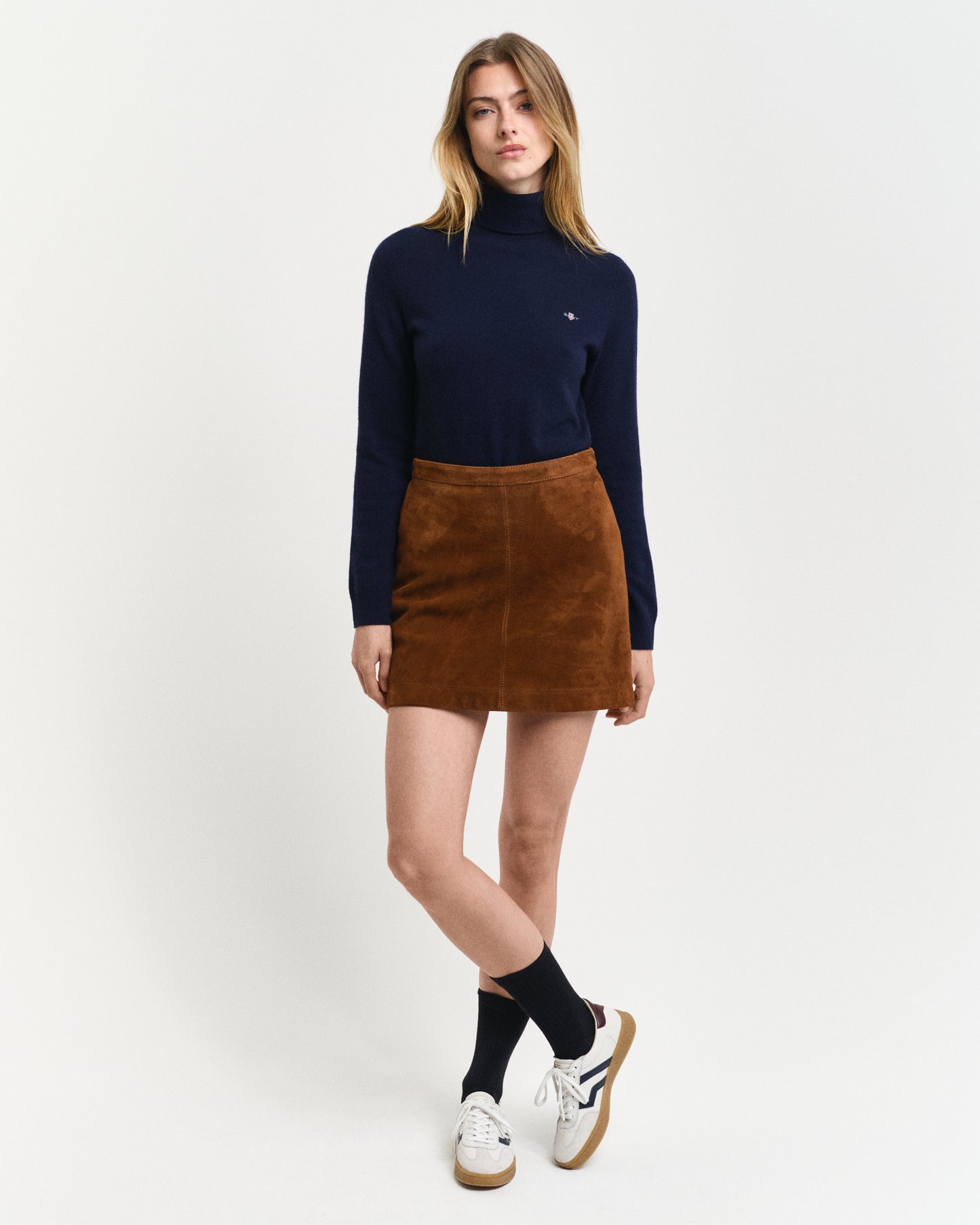 EVENING BLUE, EXTRAFINE LAMBSWOOL BLEND ROLLNECK BY GANT AU.