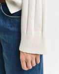 CREAM, WIDE RIBBED WOOL V-NECK, CLOSE-UP BY GANT AU.