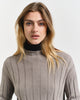 WARM GREY, WIDE RIBBED WOOL STAND COLLAR, CLOSE-UP BY GANT AU.