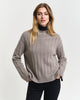 WARM GREY, WIDE RIBBED WOOL STAND COLLAR, FRONT-VIEW BY GANT AU.