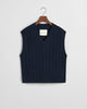 EVENING BLUE, WIDE RIBBED WOOL V-NECK VEST, FLAT-LAY BY GANT AU.