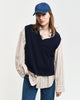 EVENING BLUE, WIDE RIBBED WOOL V-NECK VEST, FRONT-VIEW BY GANT AU.