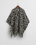 BLACK, G PATTERN WOOL PONCHO, FRONT-VIEW BY GANT AU.