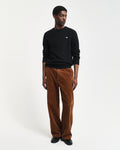 BLACK, COTTON MICRO TEXTURED C-NECK BY GANT AU.