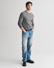 DARK GREY MELANGE, COTTON MICRO TEXTURED C-NECK BY GANT AU.