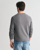 DARK GREY MELANGE, COTTON MICRO TEXTURED C-NECK, BACK-VIEW BY GANT AU.