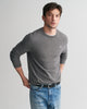 DARK GREY MELANGE, COTTON MICRO TEXTURED C-NECK, FRONT-VIEW BY GANT AU.
