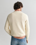 CREAM, COTTON MICRO TEXTURED C-NECK, BACK-VIEW BY GANT AU.