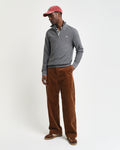 DARK GREY MELANGE, COTTON MICRO TEXTURED HALF ZIP BY GANT AU.