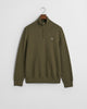 JUNIPER GREEN, COTTON MICRO TEXTURED HALF ZIP, FLAT-LAY BY GANT AU.