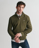JUNIPER GREEN, COTTON MICRO TEXTURED HALF ZIP, FRONT-VIEW BY GANT AU.