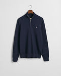 EVENING BLUE, COTTON MICRO TEXTURED HALF ZIP, FLAT-LAY BY GANT AU.
