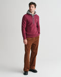 WINE RED, COTTON MICRO TEXTURED HALF ZIP BY GANT AU.