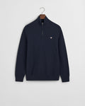 EVENING BLUE, COTTON TEXTURED HALF ZIP, FLAT-LAY BY GANT AU.
