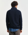 EVENING BLUE, COTTON TEXTURED HALF ZIP, BACK-VIEW BY GANT AU.