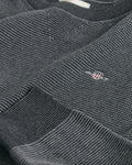 DARK GREY MELANGE, 2-TONE TEXTURED C-NECK, CLOSE-UP BY GANT AU.