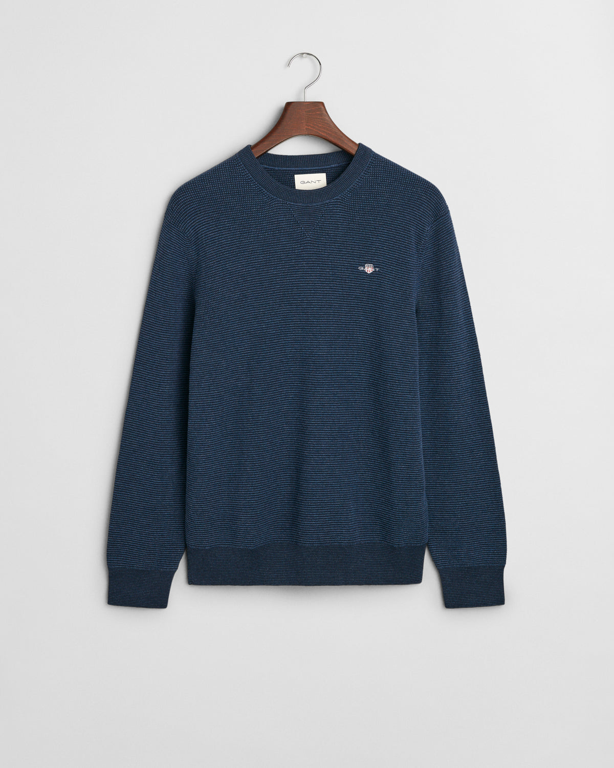 MARINE MELANGE, 2-TONE TEXTURED C-NECK BY GANT AU.