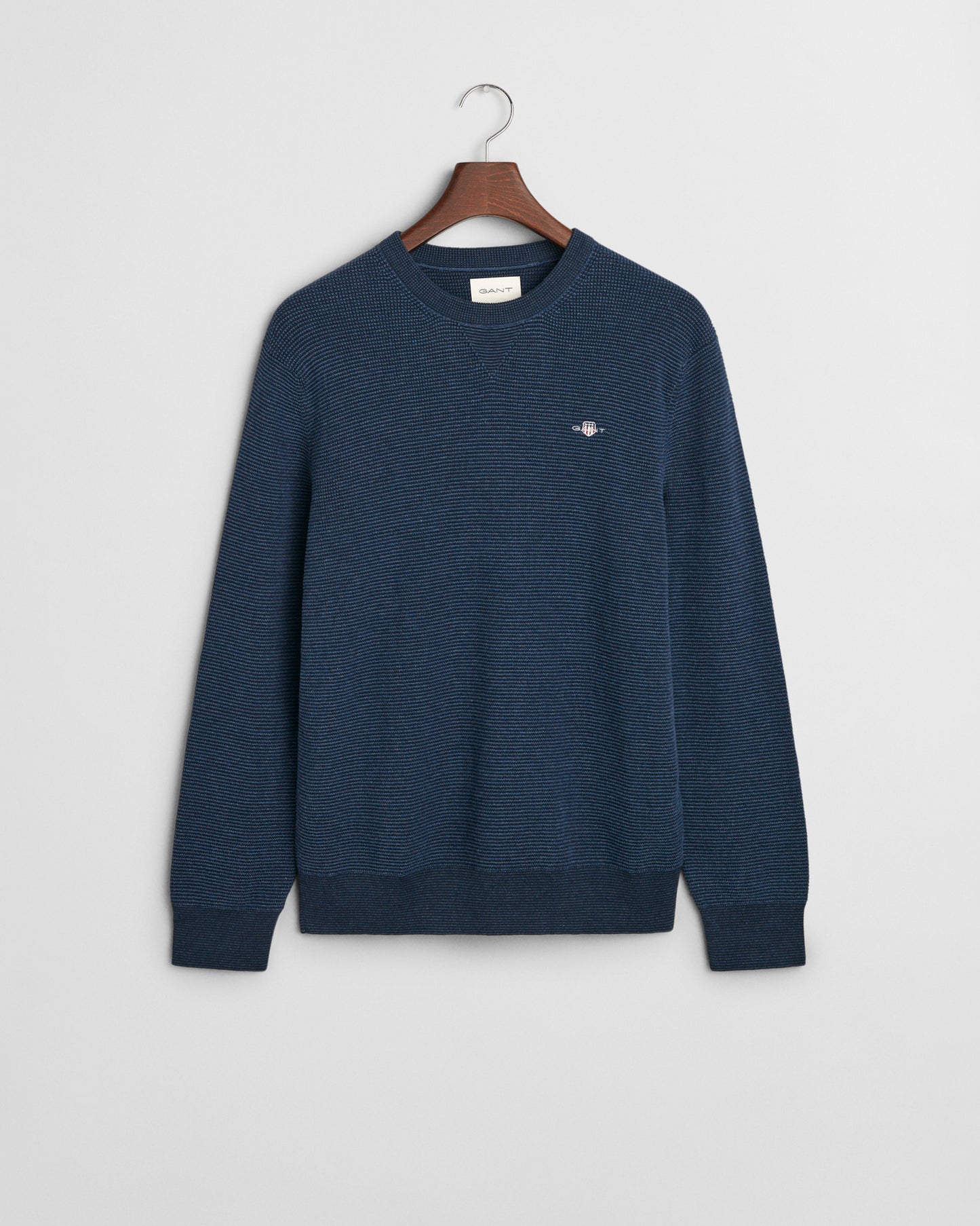 MARINE MELANGE, 2-TONE TEXTURED C-NECK BY GANT AU.