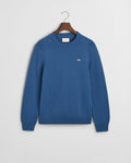 VINTAGE BLUE, CASUAL COTTON SADDLE C-NECK, FLAT-LAY BY GANT AU.