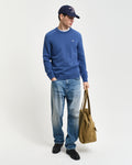 VINTAGE BLUE, CASUAL COTTON SADDLE C-NECK BY GANT AU.