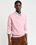 DUSTY PINK, CLASSIC COTTON V-NECK, FRONT-VIEW BY GANT AU.