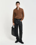 HAZELNUT MELANGE, COTTON PIQUE HALF ZIP BY GANT AU.
