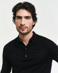 BLACK, EXTRAFINE MERINO WOOL POLO, CLOSE-UP BY GANT AU.