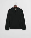 BLACK, EXTRAFINE MERINO WOOL POLO, FLAT-LAY BY GANT AU.