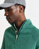 DEEP FOREST GREEN, WASHED RIB HALF ZIP, CLOSE-UP BY GANT AU.