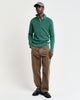 DEEP FOREST GREEN, WASHED RIB HALF ZIP BY GANT AU.