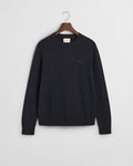 DARK NAVY MELANGE, WOOL BLEND C-NECK, FLAT-LAY BY GANT AU.