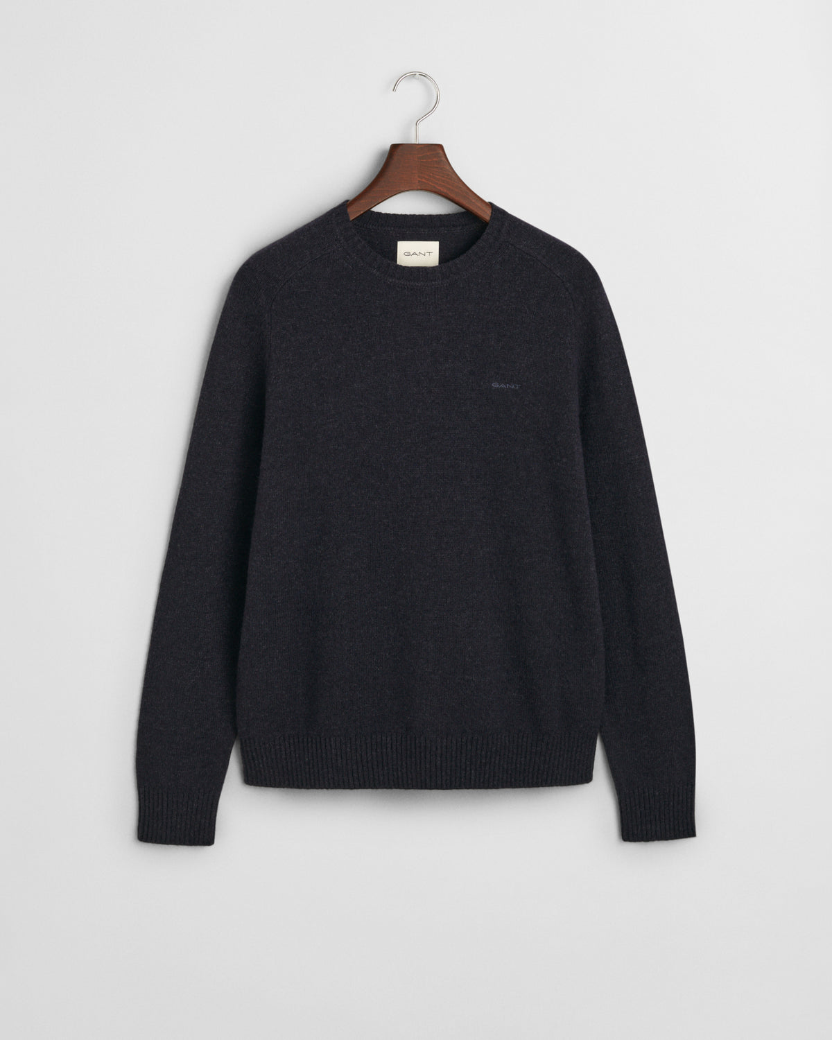 DARK NAVY MELANGE, WOOL BLEND C-NECK, FLAT-LAY BY GANT AU.