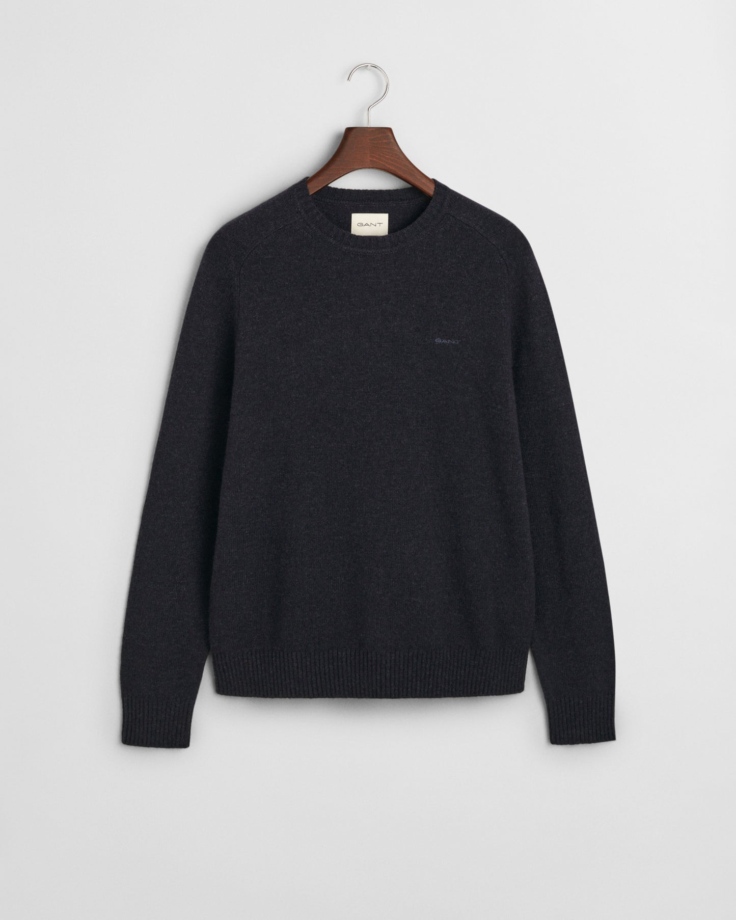 DARK NAVY MELANGE, WOOL BLEND C-NECK, FLAT-LAY BY GANT AU.