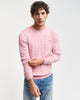 DUSTY PINK, COTTON CABLE C-NECK, FRONT-VIEW BY GANT AU.