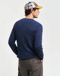 DK JEANSBLUE MELANGE, COTTON CABLE C-NECK, BACK-VIEW BY GANT AU.