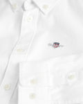 WHITE, SHIELD OXFORD BD SHIRT, FLAT-LAY BY GANT AU.