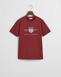 WINE RED, ARCHIVE SHIELD SS T-SHIRT BY GANT AU.