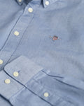 VINTAGE BLUE, SHIELD OXFORD BD SHIRT, FLAT-LAY BY GANT AU.